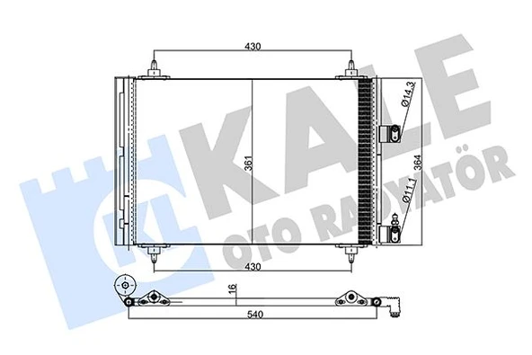 KALE 357815 KLİMA RADYATÖRÜ KONDENSER PEUGEOT P307-P307 SW CITROEN C4-C5 2.0 HDI 01- AL/AL 6453.FH-6453.FP-6455.AC ürün görseli 1