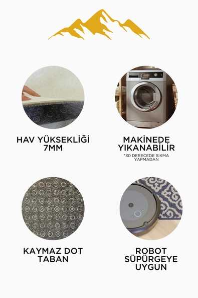 Modern Desenli 3’lü Banyo Paspas Takımı Yıkanabilir Kaymaz Tabanlı Klozet Takımı KLZ0058 RENKLİ 60 X 90 - 5