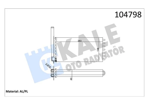 KALE 0285852AL KALORİFER RADYATÖRU ESCORT KLİMASIZ 265x138x40 2 SIRA AL PL SİSTEM 96AT18476AA ürün görseli 1