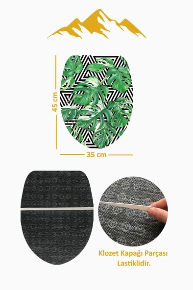 Modern Desenli Dijital Baskı 3’lü Banyo Paspas Takımı Yıkanabilir Kaymaz Tabanlı Klozet Takımı KLZ0051 RENKLİ 60 X 90 - Resim 4