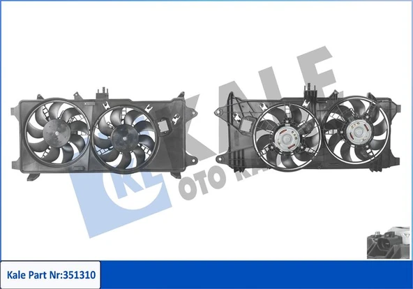 KALE 351310 FAN MOTORU DAVLUMBAZLI FIAT DOBLO 1.3 MJET 03 > 1.9JTD 01 > EURO III ÇİFT MOTORLU AC KLİMALI 46821264-51718489 ürün görseli 1