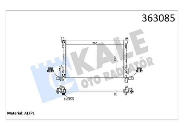 KALE 363085 BRAZING VERSİYONU KL356320 RENAULT TRAFIC III JG 1.6/2.0DCI 14 > 115PS - OPEL VIVARO B 1.6CDTI 14 > - FIAT TALENTO 1.6D 16 > AC MT MEKANİK 750X490X24 SU RADYATÖRÜ 214104344R-4422502-600061 ürün görseli 1