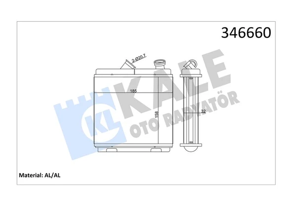 KALE 346660 KALORİFER RADYATÖRÜ BRAZİNG ASTRA F-CALIBRA A-VECTRA A ŞAŞI 174x174x42 1618004-52463008 ürün görseli 1