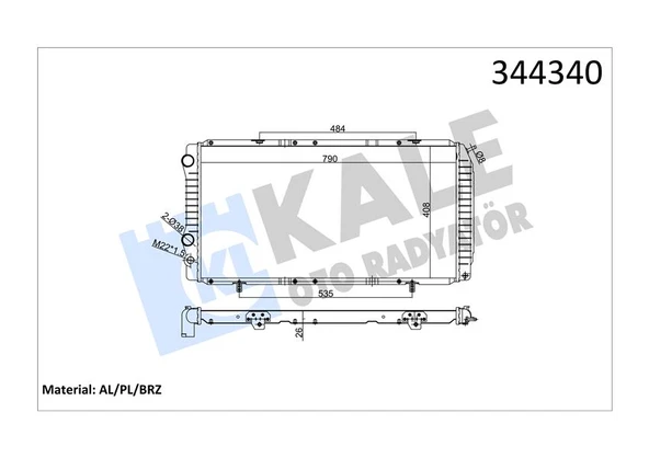 KALE 344340 RADYATÖR BOXER-DUCATO-JUMPER 97-02 1.9D-2.5D-2.8HDI AC MEK 790x415x34 1330.L5-1311003080-1330.L8-1330.F1 ürün görseli 1