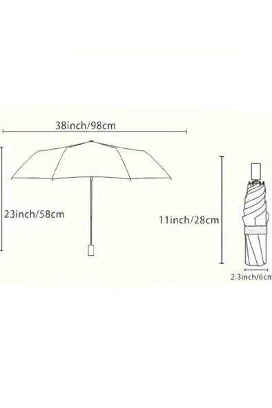 Bordo 8 Telli Şemsiye Unisex Rüzgara Dayanıklı Kırılmayan Erkek Kadın Tam Otomatik Şemsiye 98x58 cm - Resim 5