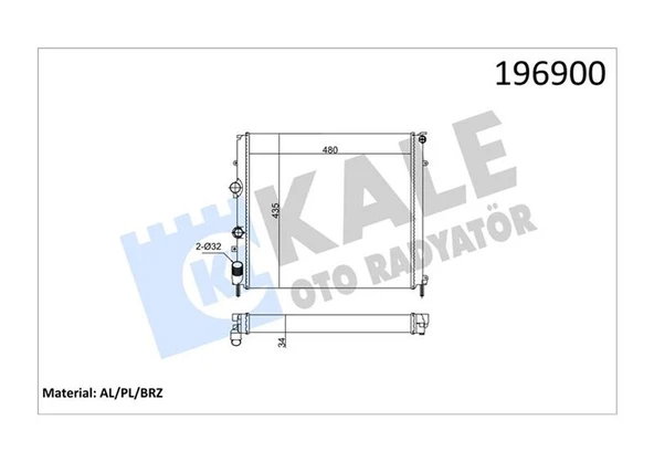 KALE 0534351AB MOTOR SU RADYATÖRÜ RENAULT KANGOO 97> 1.9D KLİMASIZ MEK 479x442x34 1 SIRA ALB SİSTEM 8200747214-7701352898-7700312858 ürün görseli 1
