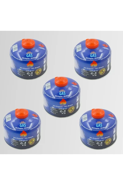 5'li Set - GOLF Butan Propan Kamp Gazı Valfli Kartuş 230 GR ürün görseli