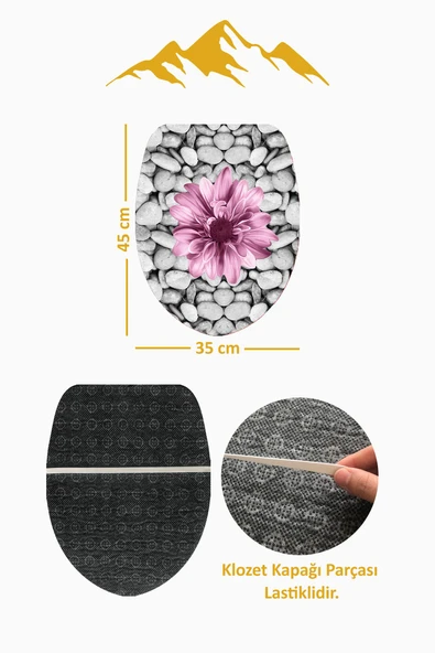 Modern Desenli 3’lü Banyo Paspas Takımı Yıkanabilir Kaymaz Tabanlı Klozet Takımı KLZ0060 RENKLİ 60 X 90 - 4