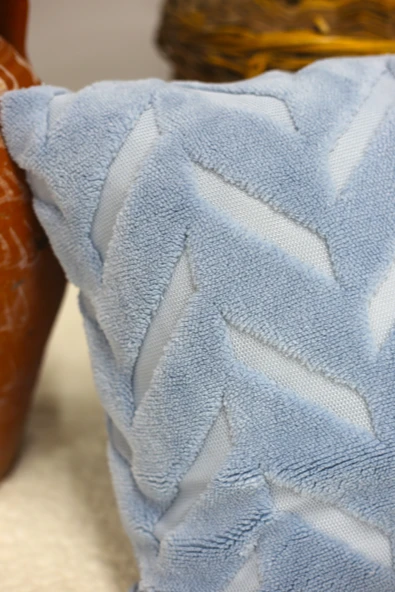 Chevron | Welsoft Jakarlı Dekoratif Kırlent Kılıfı 43x43 cm - ZTCHEVRON  MAVİ - 5