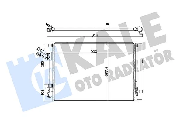 KALE 380200 KLİMA KONDENSERİ ACCENT BLUE 1.4İ / KIA RIO III AL/AL 530x371x16 976061R000 ürün görseli 1