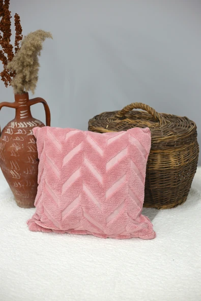 Chevron | Welsoft Jakarlı Dekoratif Kırlent Kılıfı 43x43 cm - ZTCHEVRON pembe - 4