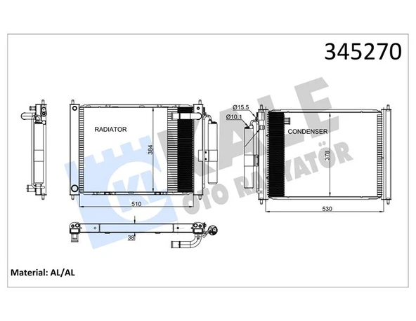 KALE 345270 KLİMA KONDENSERİ NISSAN MİCRA 1.2-1.4 16V 02-10 RADYATÖR-KLİMA BİRLEŞİK OTO.-MEK. AL/AL 21400AX600-21400AX601 ürün görseli 1