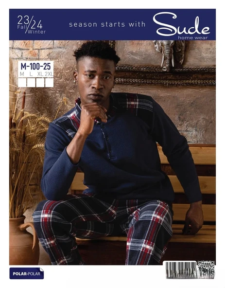 ERKEK UZUN KOLLU LARGE POLAR PİJAMA TAKIMI - Resim 2