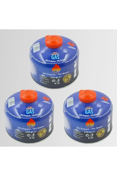 3'lü Set - GOLF Butan Propan Kamp Gazı Valfli Kartuş 230 GR ürün görseli