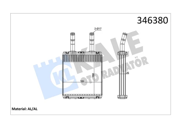 KALE 346380 KALORİFER RADYATÖRÜ HYUNDAI ACCENT 1.3L 4G13 95-00 / 1.5L G4EK 95-00 / ADMIRE 1.3L G4EA 01-05 / GETZ 1.3L G4EA 03-05 / 1.5L D3EA CRDi 02-05 - ALEMİNYUM 9722122000-9722122001 ürün görseli
