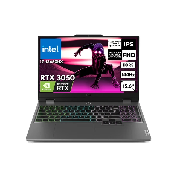 Loq 15IRX9 I7-13650HX 32-Gbddr5 2 Tbssd RTX3050 15.6" 144 Hz Fhd Windows 11 Pro Taşınabilir Bilgisayar 83DV011CTRAT74 ürün görseli