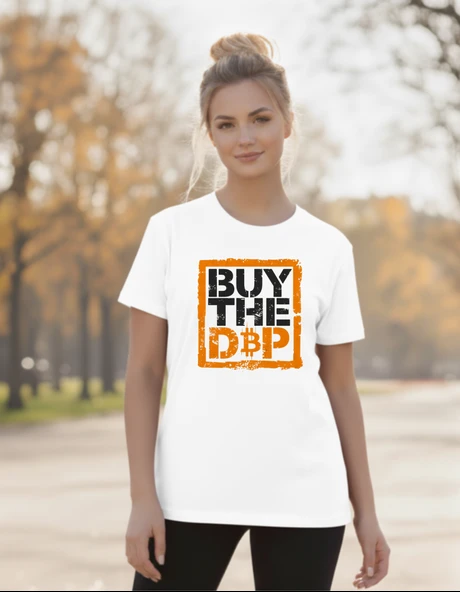 DEVISSO TRADERS Buy The Dip - Bitcoin - Trader, Borsaci Kadın Beyaz T-Shirt - 2