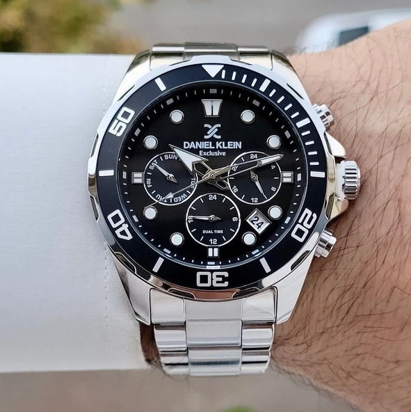 Daniel Klein DK.1.10856.2 Siyah Gümüş Fosforlu Aktif Göstergeli Çelik Kordonlu Erkek Kol Saati - 5