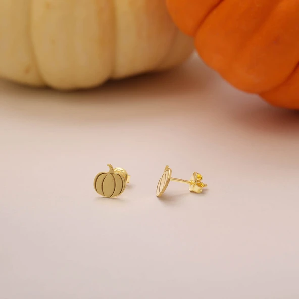 925 Ayar Gümüş Bal Kabağı Küpe - 3