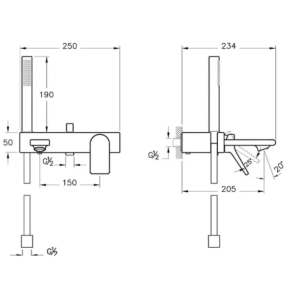 VitrA Memoria A42334 Banyo Bataryası, El Duşlu, Krom - 3
