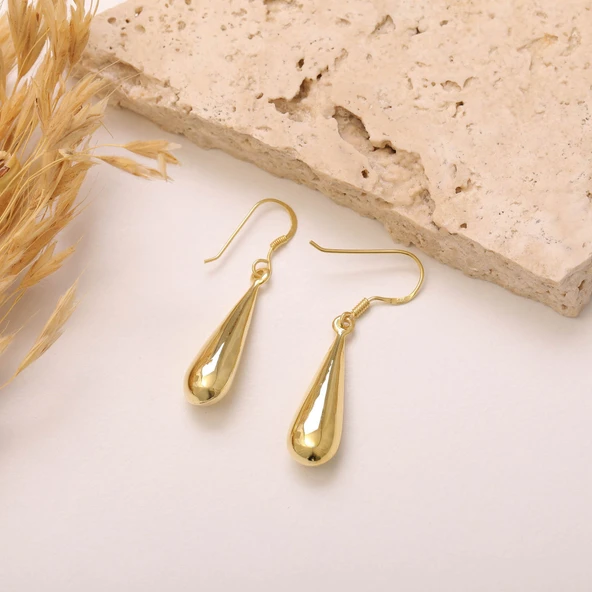 925 Ayar Gümüş Sallantılı Damla Küpe - Resim 3