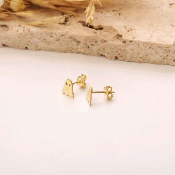 925 Ayar Gümüş Gold Hayalet Küpe - Resim 3