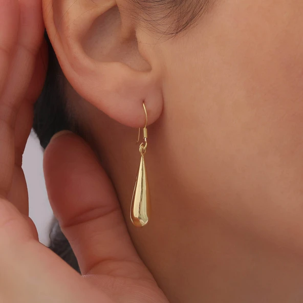 925 Ayar Gümüş Sallantılı Damla Küpe - Resim 2