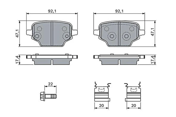BOSCH 0986460143 ARKA FREN BALATASI FIAT DOBLO 23> COMBO E-BERLINGO-PARTNER-RIFTER-PROACE CITY 18> 1635254980-1647887380-39166045 ürün görseli 1
