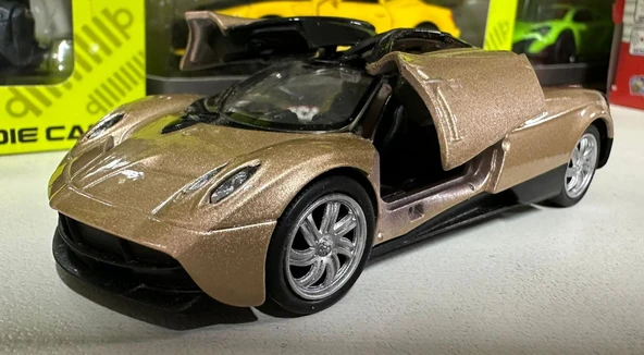 Oyuncak Metal Model Araba 1/36 Çek Bırak Gold Pagani Huayra - Resim 3