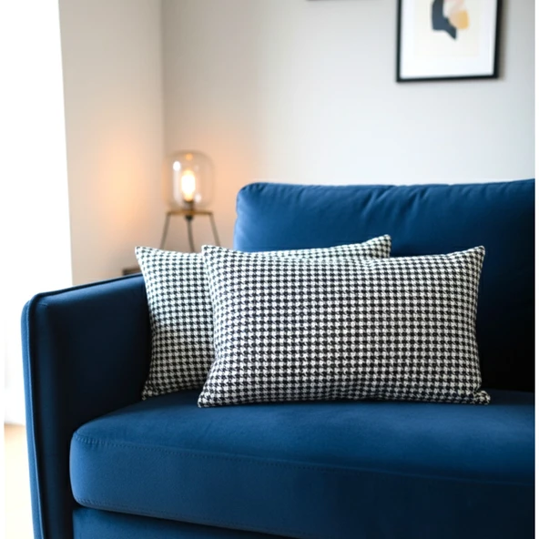 Soyoe Kırlent Kılıfı 2'li Kaz Ayağı Desenli Dekoratif Yastık Kılıfı 30x50