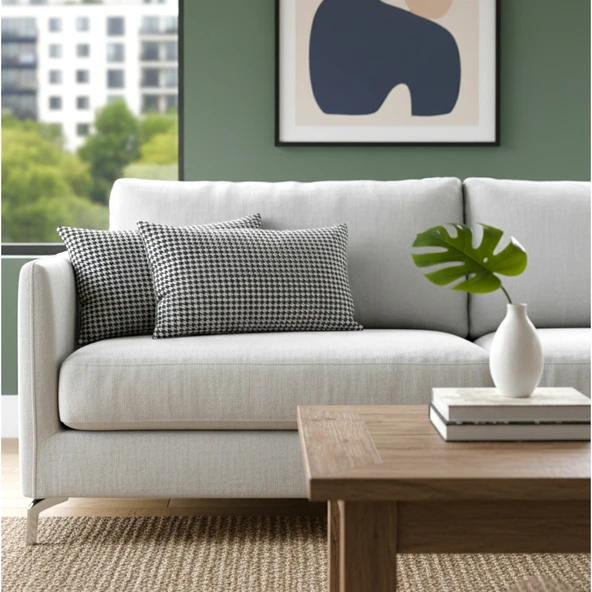 Soyoe Kırlent Kılıfı 2'li Kaz Ayağı Desenli Dekoratif Yastık Kılıfı 30x50 - 2