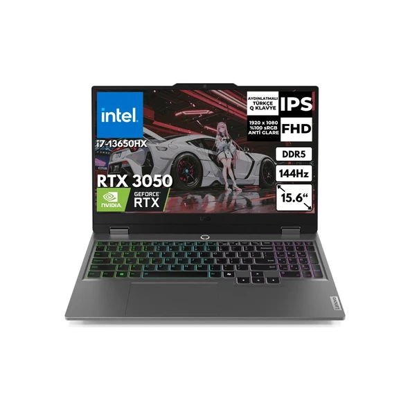Loq 15IRX9 I7-13650HX 32-Gbddr5 512 GB SSD 6gb RTX3050 144Hz 15.6" Fhd Windows 11 Home Taşınabilir Bilgisayar 83DV011ATRAT42 ürün görseli