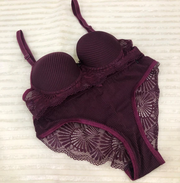 Umt Kadın Dolgulu B Cup Balenli Telli Sütyen Takımı - Resim 5