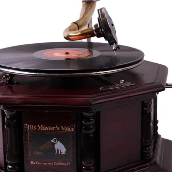 Gramofon Kurmalı Plak Çalar Sekizgen 533 ASIG527 - Resim 3