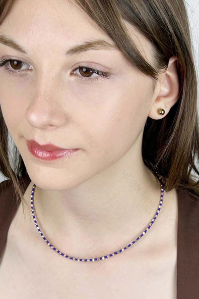 Mavi ve Sarı Renk Boncuklu Kolye 430 - 2