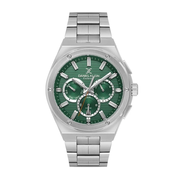 Daniel Klein DKE.1.14071.4 Yeşil Gümüş Supersport Çelik Kordonlu Premium Çizgili Kadran Takvimli Fonksiyonlu Erkek Kol Saati