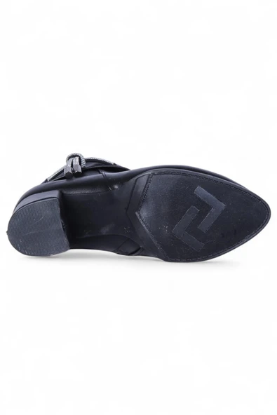 Ayakcenter By15 Cilt Siyah Ayışığı Kadın 7Cm Topuklu Bot - Resim 4