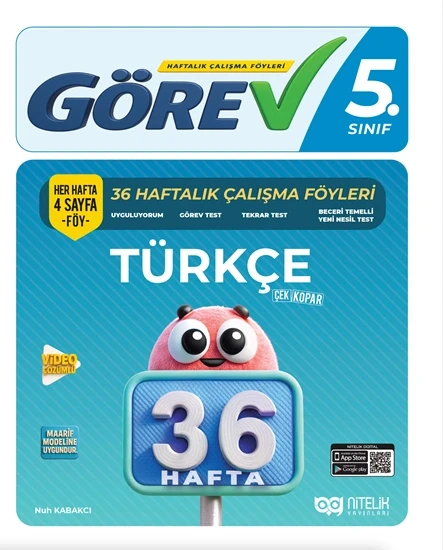 Nitelik 5.Sınıf Görev Türkçe 36 Haftalık Çalışma Föyleri ürün görseli