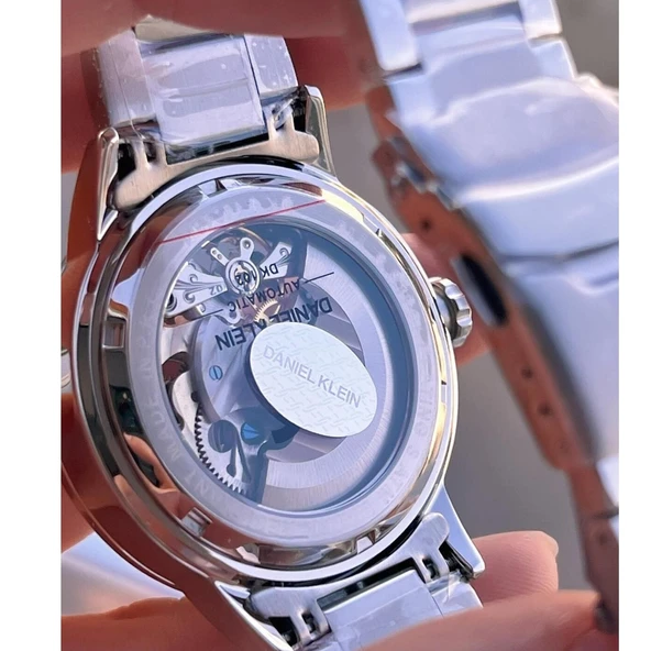 Daniel Klein DKE.1.14043.2 Siyah Gümüş Skeleton Ay Güneş Takvimli Çelik Kordonlu Otomatik Erkek Kol Saati - 4