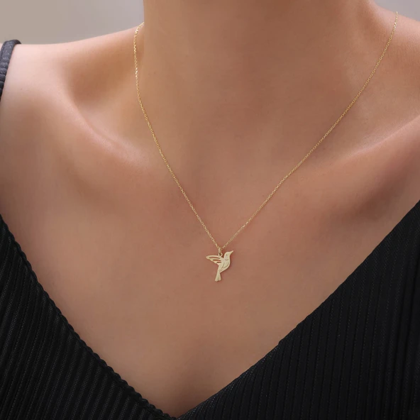 925 Ayar Gümüş Arı Kuşu Kolye - Resim 2