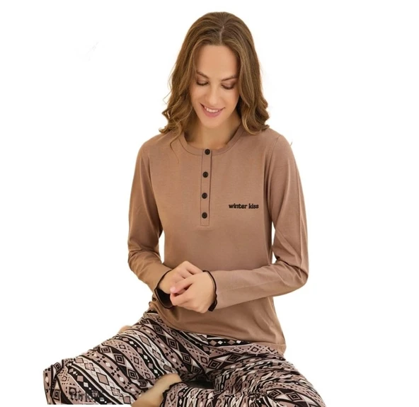 Penye Likralı Süprem Kumaş Kadın Pijama Takımı S/2XL ürün görseli