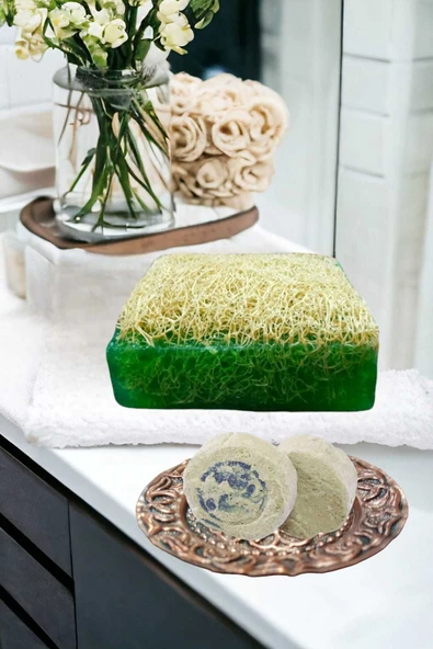 2'li Doğal Kabak Lifli Çayağacı Sabun Peeling Sivilce Akne Leke Temizleme Ruşur Taşı - Resim 2