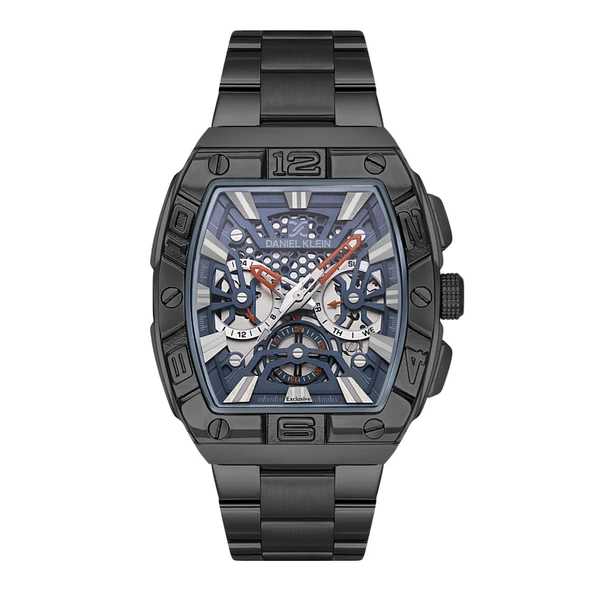 Daniel Klein DKE.1.13756.6 Füme Çelik Mavi Fonksiyonlu Supersport Köşeli Kavisli Oval Dikdörtgen Erkek Kol Saati ürün görseli 1