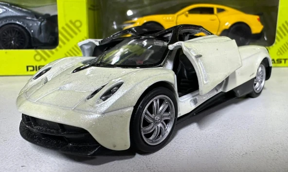 Oyuncak Metal Model Araba 1/36 Çek Bırak Bej Pagani Huayra - Resim 2