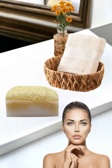 2li Set %100 Doğal Kabak Lifli Eşek Sütü Beyazlatıcı Sabun El Yüz Kurulama Havlu - 3