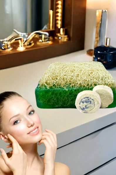 2'li Doğal Kabak Lifli Çayağacı Sabun Peeling Sivilce Akne Leke Temizleme Ruşur Taşı ürün görseli