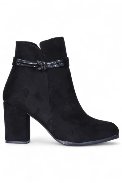 Ayakcenter By17 Süet Siyah Ayışığı Kadın 10Cm Topuklu Bot - Resim 2
