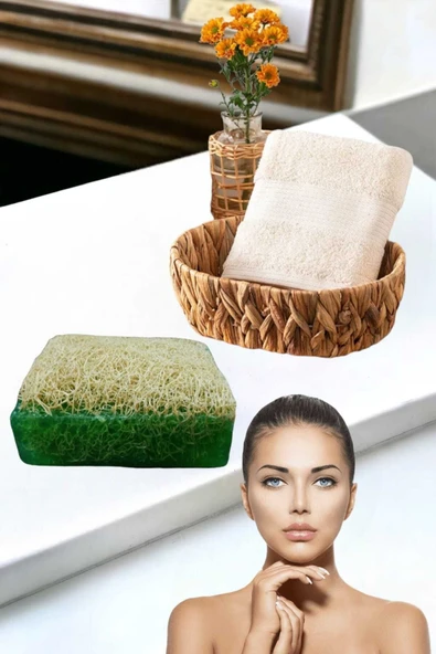 2li Set %100 Doğal Kabak Lifli Çay Ağacı Sabun El Yüz Kurulama Havlu - 4