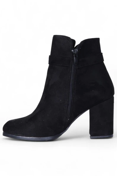 Ayakcenter By17 Süet Siyah Ayışığı Kadın 10Cm Topuklu Bot - Resim 3