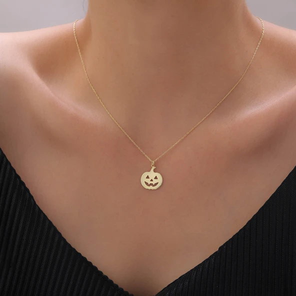 925 Ayar Gümüş Yeni Yıl Bal Kabağı Kolye - 2